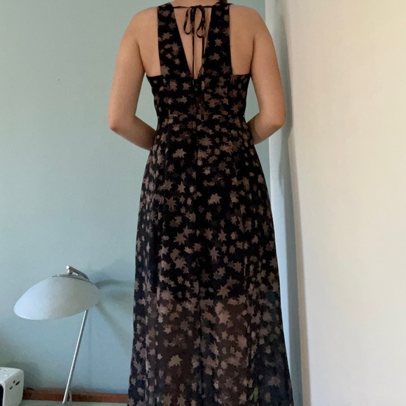 BCBGeneration Black and Taupe Sheer Star Print Dress - Picture 4 of 7